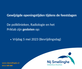 Gewijzigde openingstijden op vrijdag 5 mei